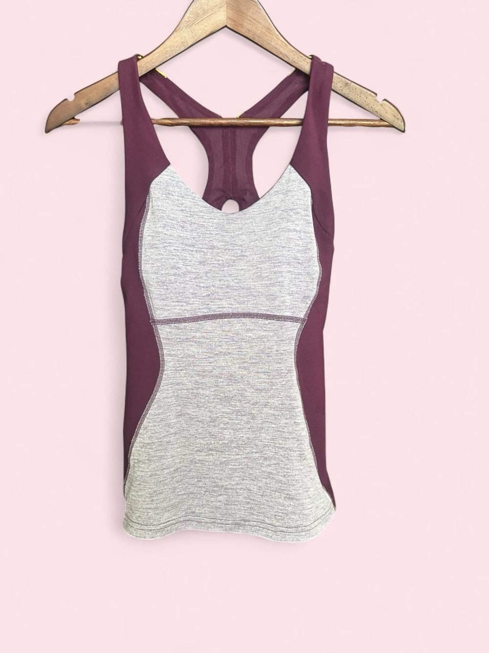 Lucy Purple Grey Colorblock Racerback Tank Built In Bra XS